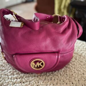 Michael Kors Fuchsia Shoulder Bag with Gold Accents